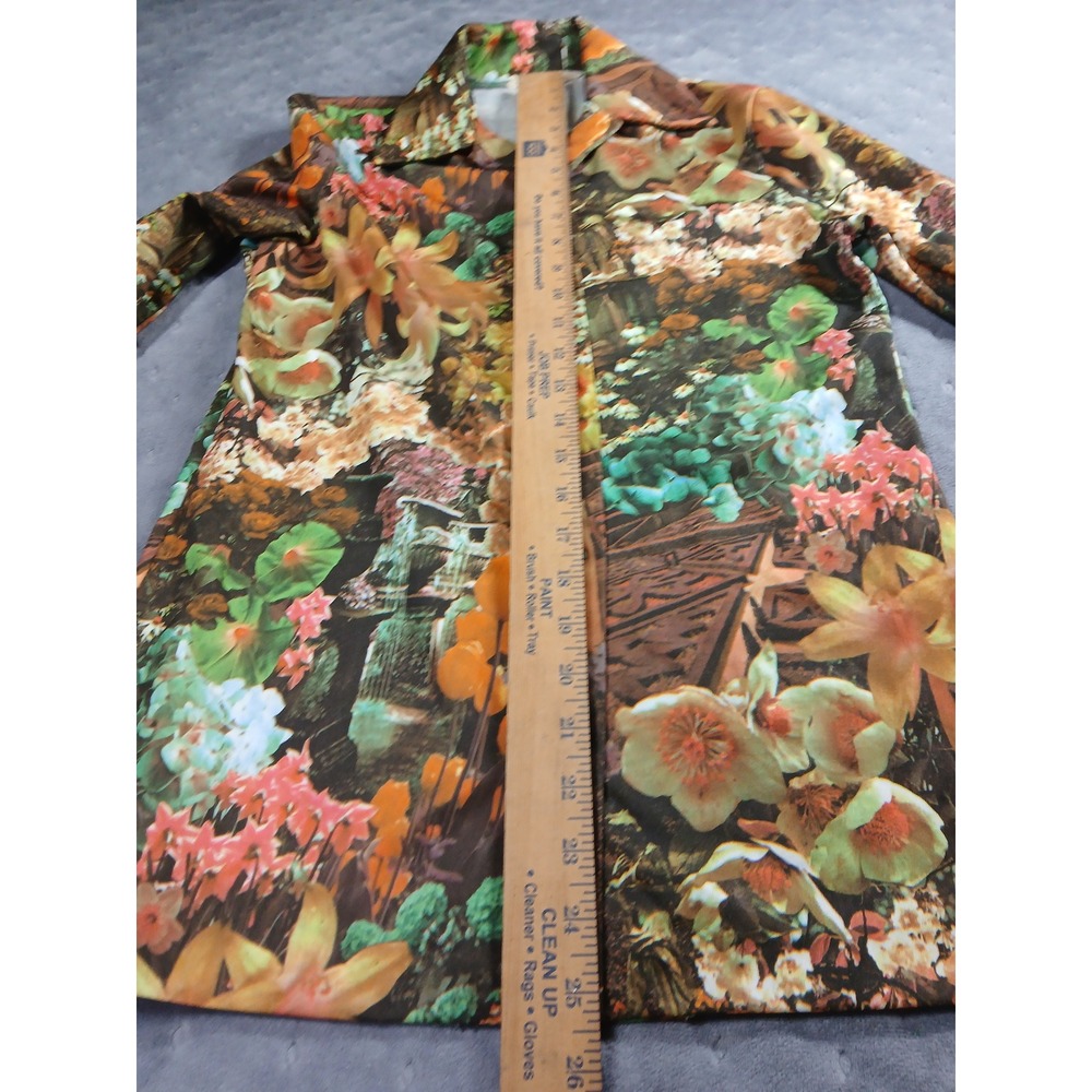 Vintage Donovan-Galvani of Dallas Floral Garden Hippie Button Down Shirt 70s - Picture 7 of 7